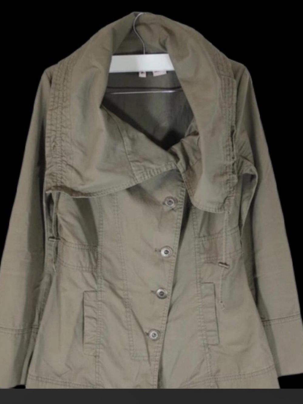 Stella Starr Olive Green Cowl Neck Utility Jacket Size Medium